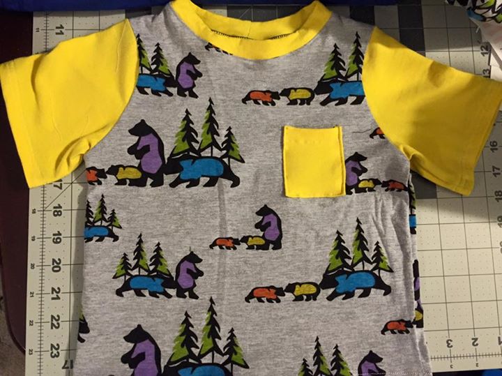 One of my more recent creations: a colorful bear-print t-shirt for one of my sons.