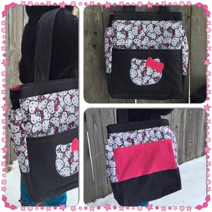 A fun Hello Kitty-themed craft bag I made as a gift for a friend's daughter on her birthday.